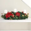 WeRChristmas Table Decorations|Candle Holder Garlands^3 Pillar Decorated Garland Candle Holder, Red/Gold, 76 Cm