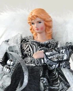 WeRChristmas Tree Toppers^Angel Christmas Tree Topper, Silver/Black, 25 Cm