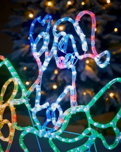 WeRChristmas Christmas Characters^Animated Flying Santa Rope Light Silhouette, 190 Cm