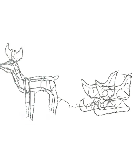 WeRChristmas Outdoor Lighted Reindeer^Animated Multi-Function Reindeer And Sleigh Silhouette, 80 Cm