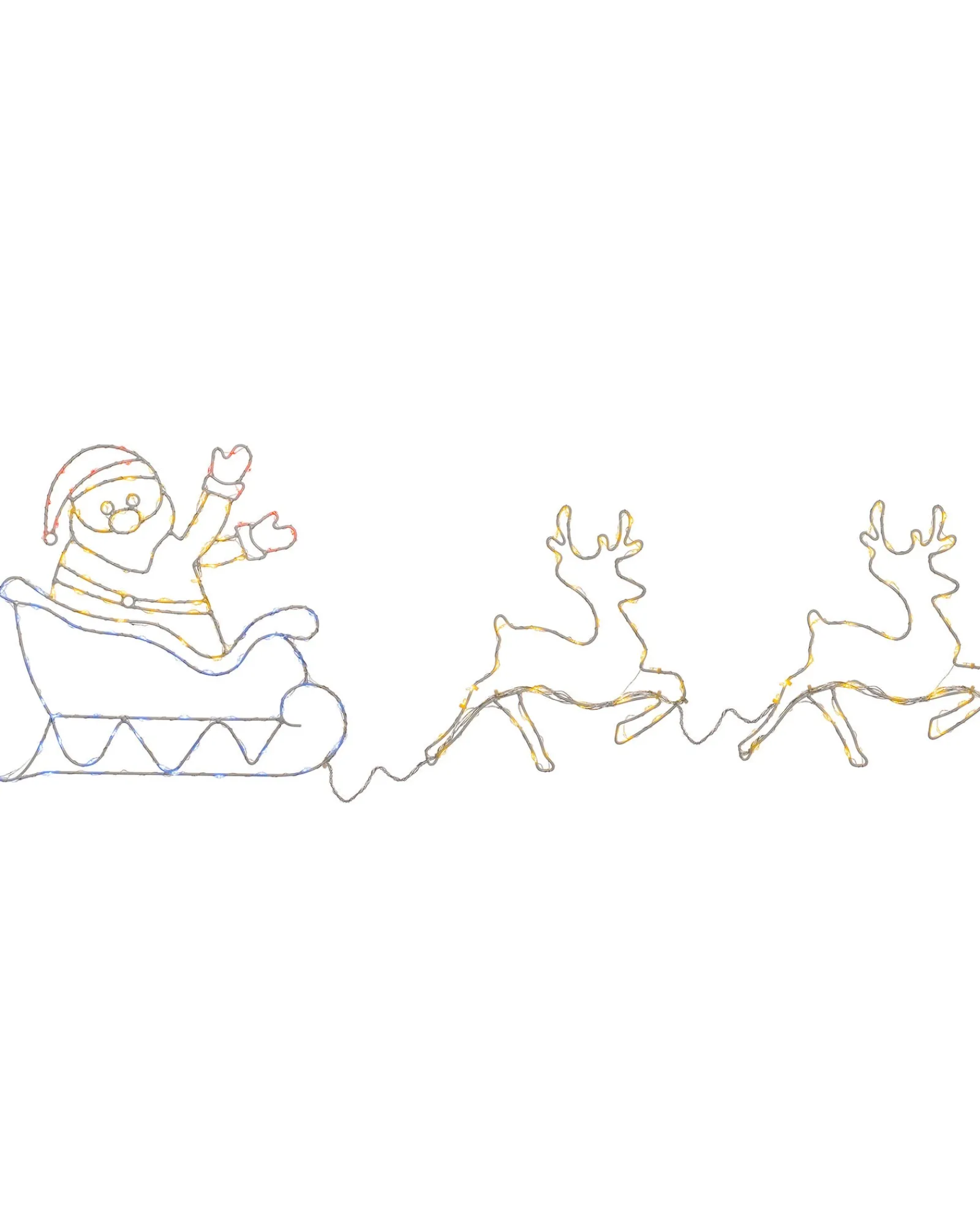 WeRChristmas Christmas Characters|Outdoor Lighted Reindeer^Animated Reindeer With Santa Sleigh Rope Light Silhouette, 1 M