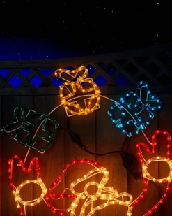 WeRChristmas Christmas Characters^Animated Santa And Presents Rope Light Silhouette, 114 Cm