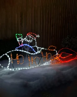 WeRChristmas Christmas Characters^Animated Santa Rocket Rope Light Silhouette, 170 Cm