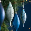 WeRChristmas Glass Baubles^Antarctica Blue Glass Baubles, 5 Pack, 15 Cm