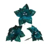 WeRChristmas Flowers & Foliage|Flowers & Foliage^Artificial Emerald Poinsettia Flower With Clip, 3 Pack, 12 Cm