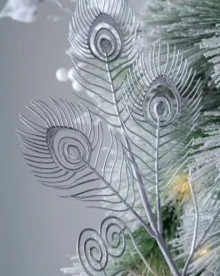 WeRChristmas Flowers & Foliage|Flowers & Foliage^Artificial Feather Pick, Silver, 62 Cm