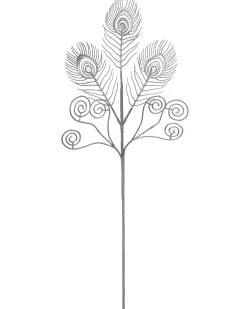 WeRChristmas Flowers & Foliage|Flowers & Foliage^Artificial Feather Pick, Silver, 62 Cm