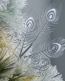 WeRChristmas Flowers & Foliage|Flowers & Foliage^Artificial Feather Pick, Silver, 62 Cm