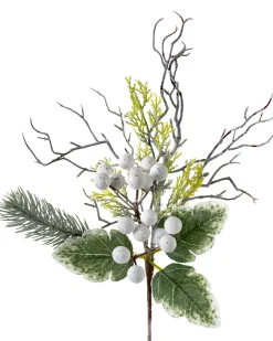 WeRChristmas Flowers & Foliage|Flowers & Foliage^Artificial Frosted Berries Pick, White, 31 Cm
