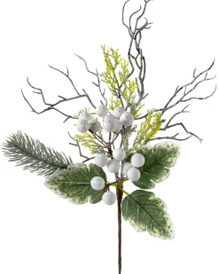 WeRChristmas Flowers & Foliage|Flowers & Foliage^Artificial Frosted Berries Pick, White, 31 Cm
