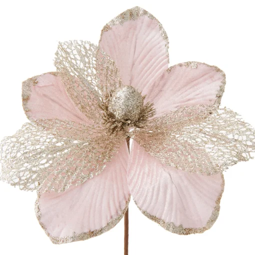 WeRChristmas Flowers & Foliage|Flowers & Foliage^Artificial Magnolia Flower, Pink, 24 Cm