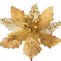 WeRChristmas Flowers & Foliage|Flowers & Foliage^Artificial Poinsettia Flower, Gold, 32 Cm