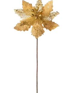 WeRChristmas Flowers & Foliage|Flowers & Foliage^Artificial Poinsettia Flower, Gold, 32 Cm