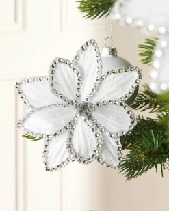 WeRChristmas Flowers & Foliage|Flowers & Foliage^Artificial White Poinsettia Flower With Clip, 3 Pack, 12 Cm