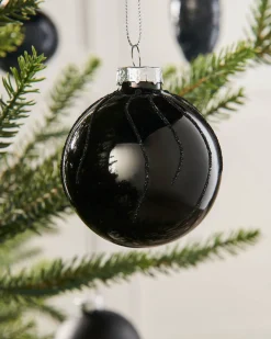 WeRChristmas Glass Baubles^Black Glass Baubles, 20 Pack