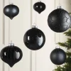 WeRChristmas Glass Baubles^Black Glass Baubles, 6 Pack, 10 Cm