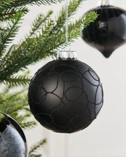 WeRChristmas Glass Baubles^Black Glass Baubles, 6 Pack, 10 Cm