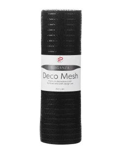 WeRChristmas Deco Mesh^Black Mesh With Black Foil, 9 M
