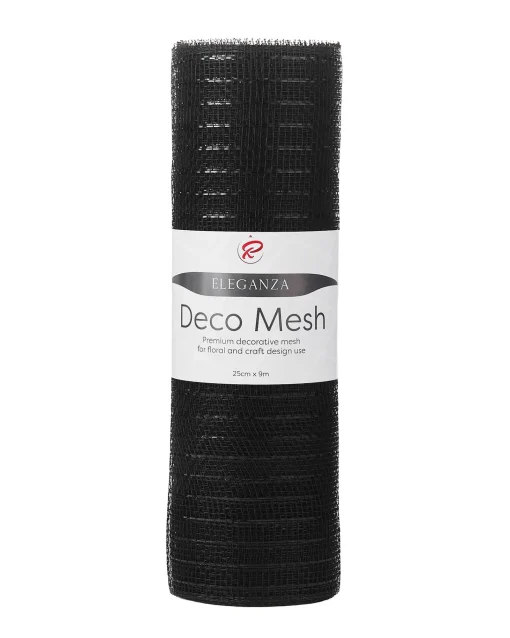 WeRChristmas Deco Mesh^Black Mesh With Black Foil, 9 M