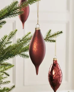 WeRChristmas Glass Baubles^Burgundy Glass Baubles, 5 Pack, 15 Cm