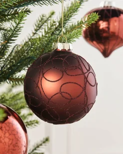WeRChristmas Glass Baubles^Burgundy Glass Baubles, 6 Pack, 10 Cm