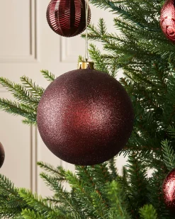 WeRChristmas Oversized Baubles|Shatterproof Baubles^Burgundy Large Glitter Shatterproof Bauble, 15 Cm