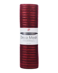 WeRChristmas Deco Mesh^Burgundy Mesh With Red Foil, 9 M