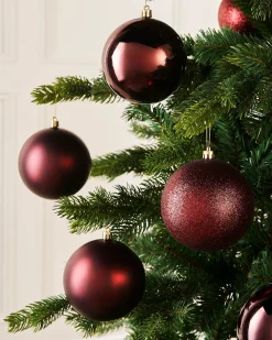 WeRChristmas Oversized Baubles|Shatterproof Baubles^Burgundy Shatterproof Baubles, 9 Pack, 10 Cm
