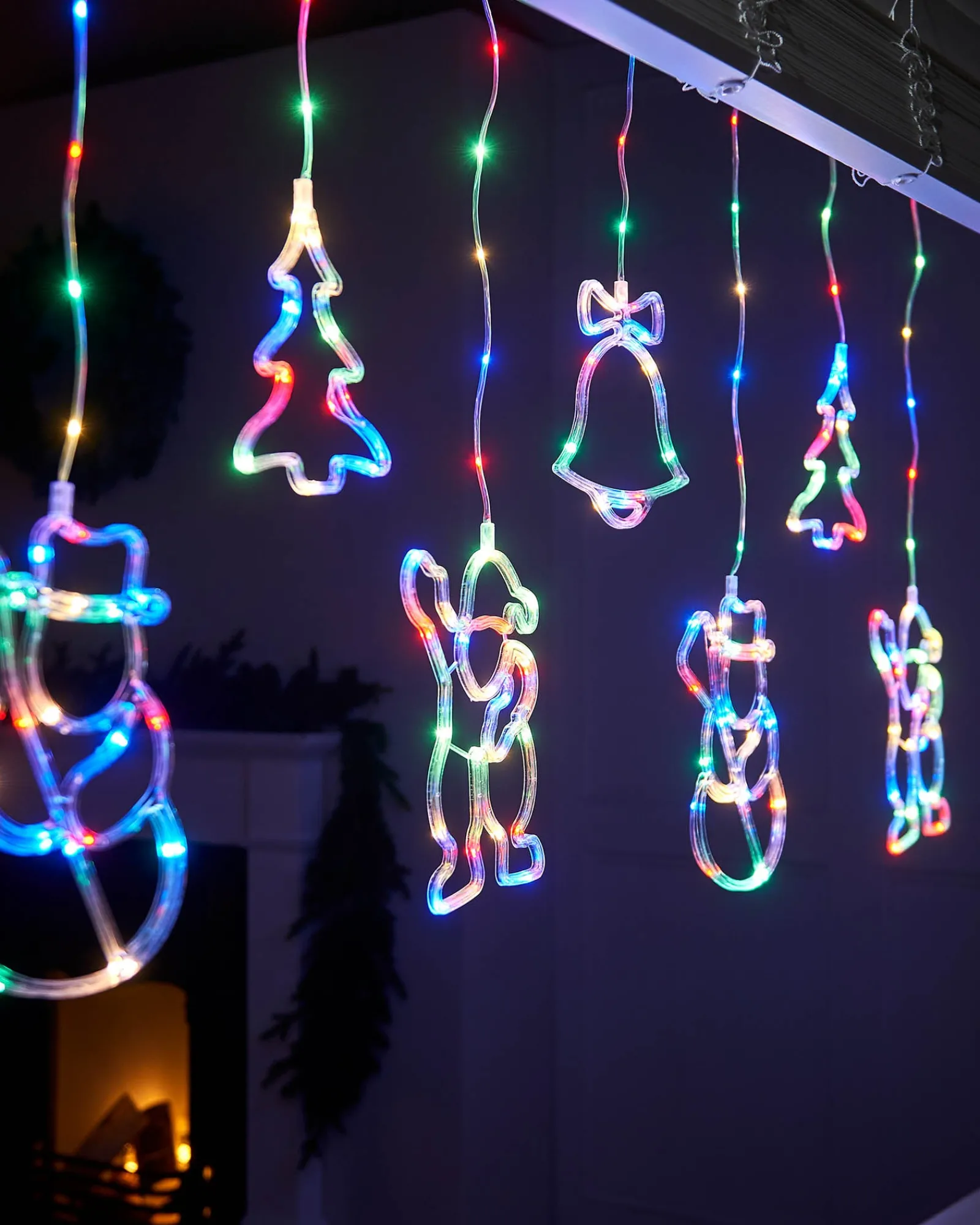 WeRChristmas Window Silhouettes|Curtain & Net Lights^Character Silhouette Curtain Light, 2.1 M