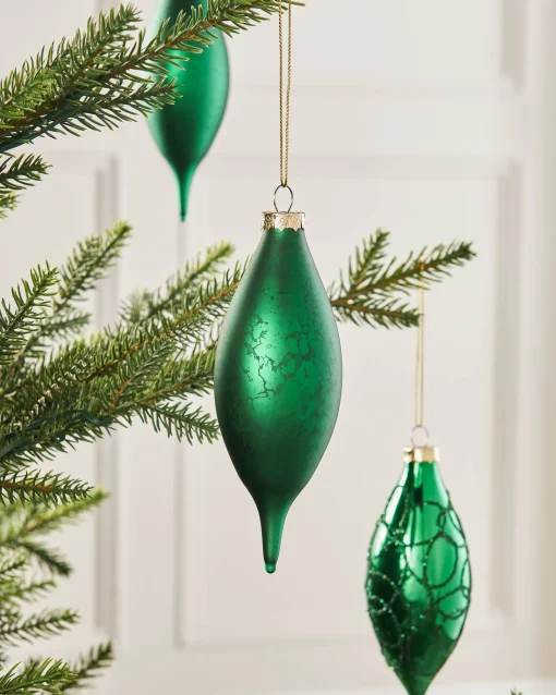 WeRChristmas Glass Baubles^Christmas Green Glass Baubles, 5 Pack, 15 Cm