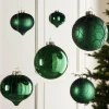 WeRChristmas Glass Baubles^Christmas Green Glass Baubles, 6 Pack, 10 Cm