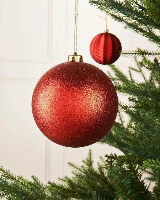WeRChristmas Oversized Baubles|Shatterproof Baubles^Christmas Red Large Glitter Shatterproof Bauble, 15 Cm