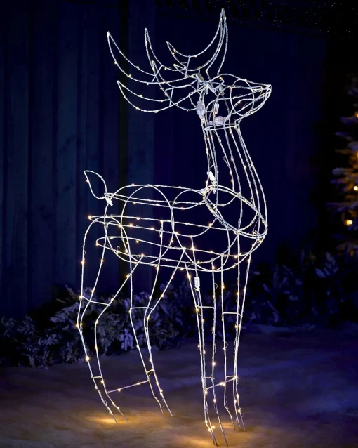 WeRChristmas Outdoor Lighted Reindeer^3D Standing Reindeer Silhouette, 110 Cm