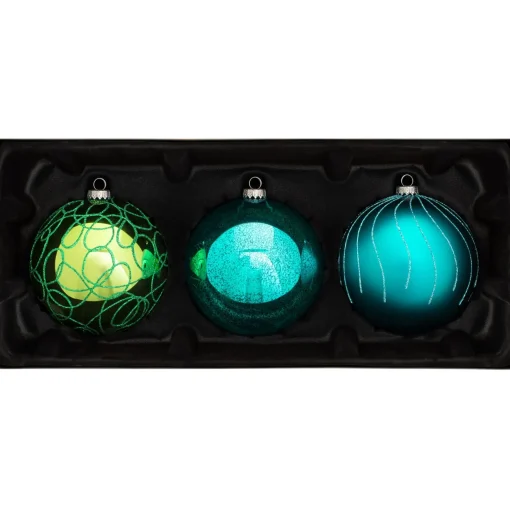 WeRChristmas Glass Baubles^Emerald Glass Baubles, 3 Pack, 13 Cm