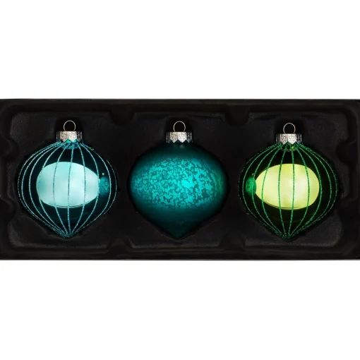 WeRChristmas Glass Baubles^Emerald Green Glass Baubles, 3 Pack, 11 Cm