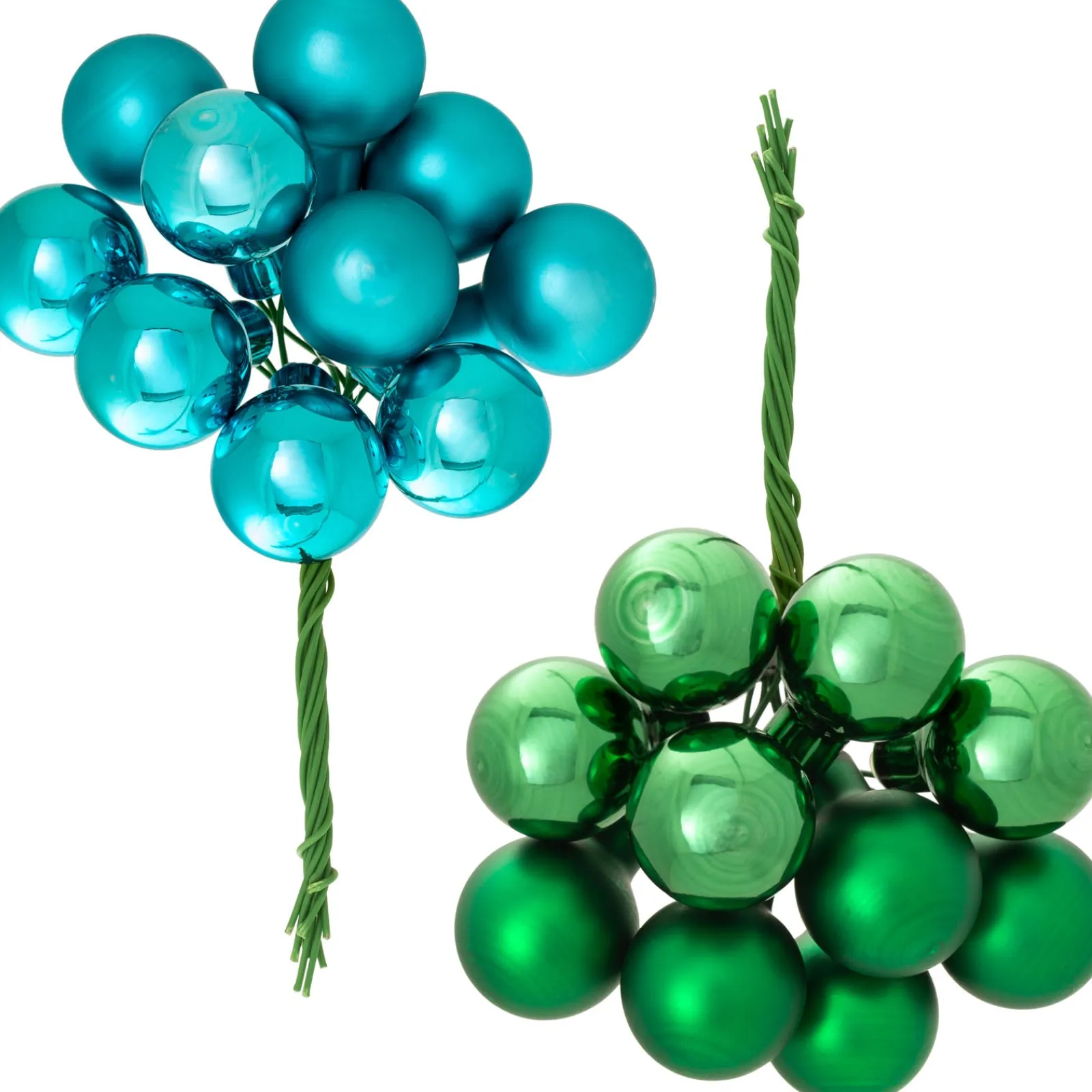 WeRChristmas Glass Baubles^Emerald Green Glass Berry Cluster Baubles, 5 Pack