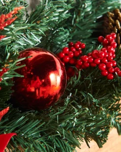 WeRChristmas Decorated Garlands|Pre Lit Garlands^Extra Thick Decorated Garland, Red/Gold, 9 Ft