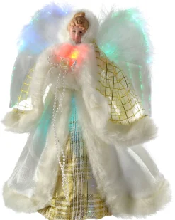 WeRChristmas Tree Toppers^Fibre Optic Angel Christmas Tree Topper, Cream/Gold, 25 Cm