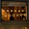 WeRChristmas Window Silhouettes|Curtain & Net Lights^Flashing Star Curtain Net Light, White, 2 M