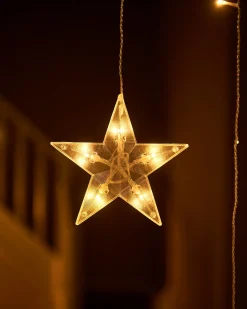 WeRChristmas Window Silhouettes|Curtain & Net Lights^Flashing Star Curtain Net Light, White, 2 M
