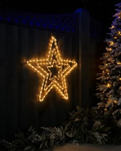 WeRChristmas Festive Star, Snowflake & Sign Lights^Flashing Star Rope Light Silhouette, Warm White, 72 Cm