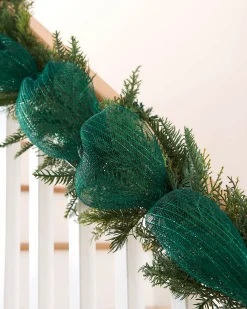 WeRChristmas Deco Mesh^Green Mesh With Green Foil, 9 M