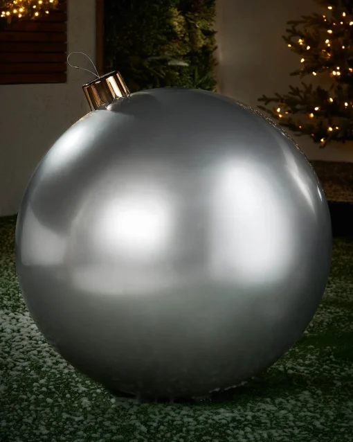 WeRChristmas Inflatables|Outdoor Inflatable Baubles^Inflatable Christmas Bauble, Silver, 76 Cm