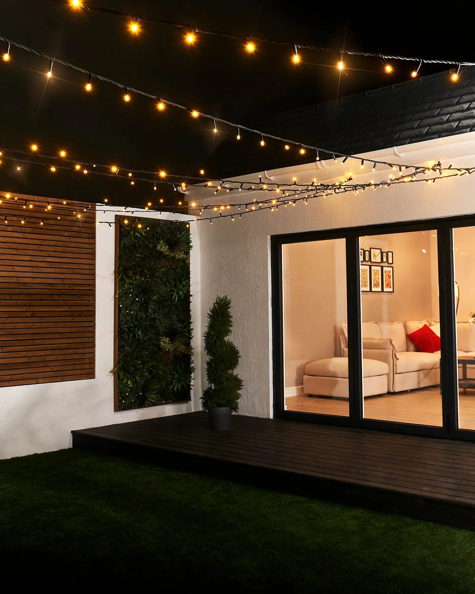 WeRChristmas Link Pro|Fairy Lights^LINK PRO Twinkle LED String Lights, Black Cable, Warm White