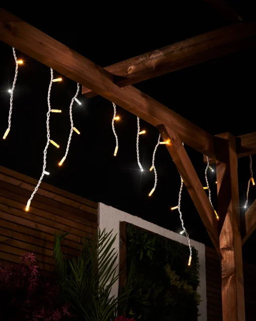 WeRChristmas Link Pro|Icicle Lights^LINK PRO Twinkling LED Icicle Lights, Warm White / White