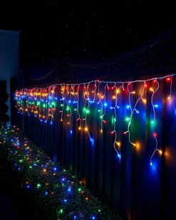 WeRChristmas Link Up|Icicle Lights^LINK UP LED Icicle Lights, White Cable, Multi Colour