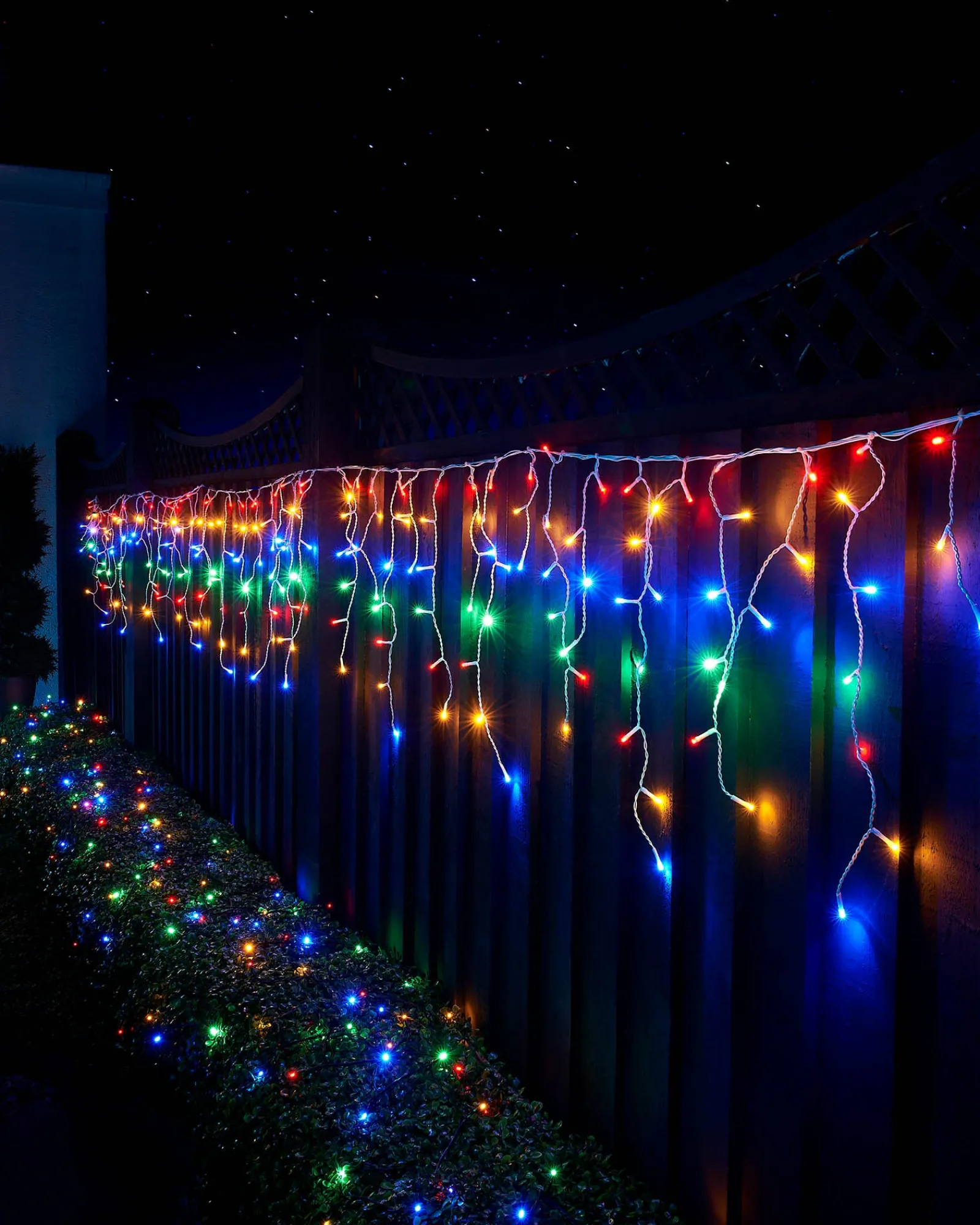 WeRChristmas Link Up|Icicle Lights^LINK UP LED Icicle Lights, White Cable, Multi Colour