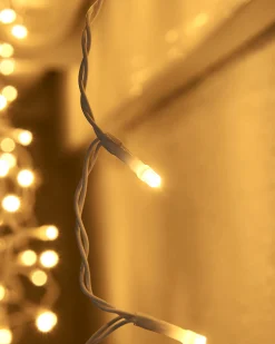WeRChristmas Link Up|Connectable Lights^LINK UP LED Icicle Lights, White Cable, Warm White