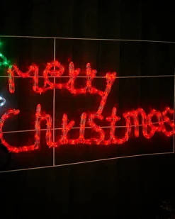 WeRChristmas Festive Star, Snowflake & Sign Lights^Merry Christmas Rope Light Silhouette, 125 Cm