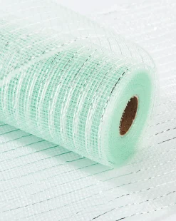 WeRChristmas Deco Mesh^Mint Green Mesh With Silver Foil, 9 M